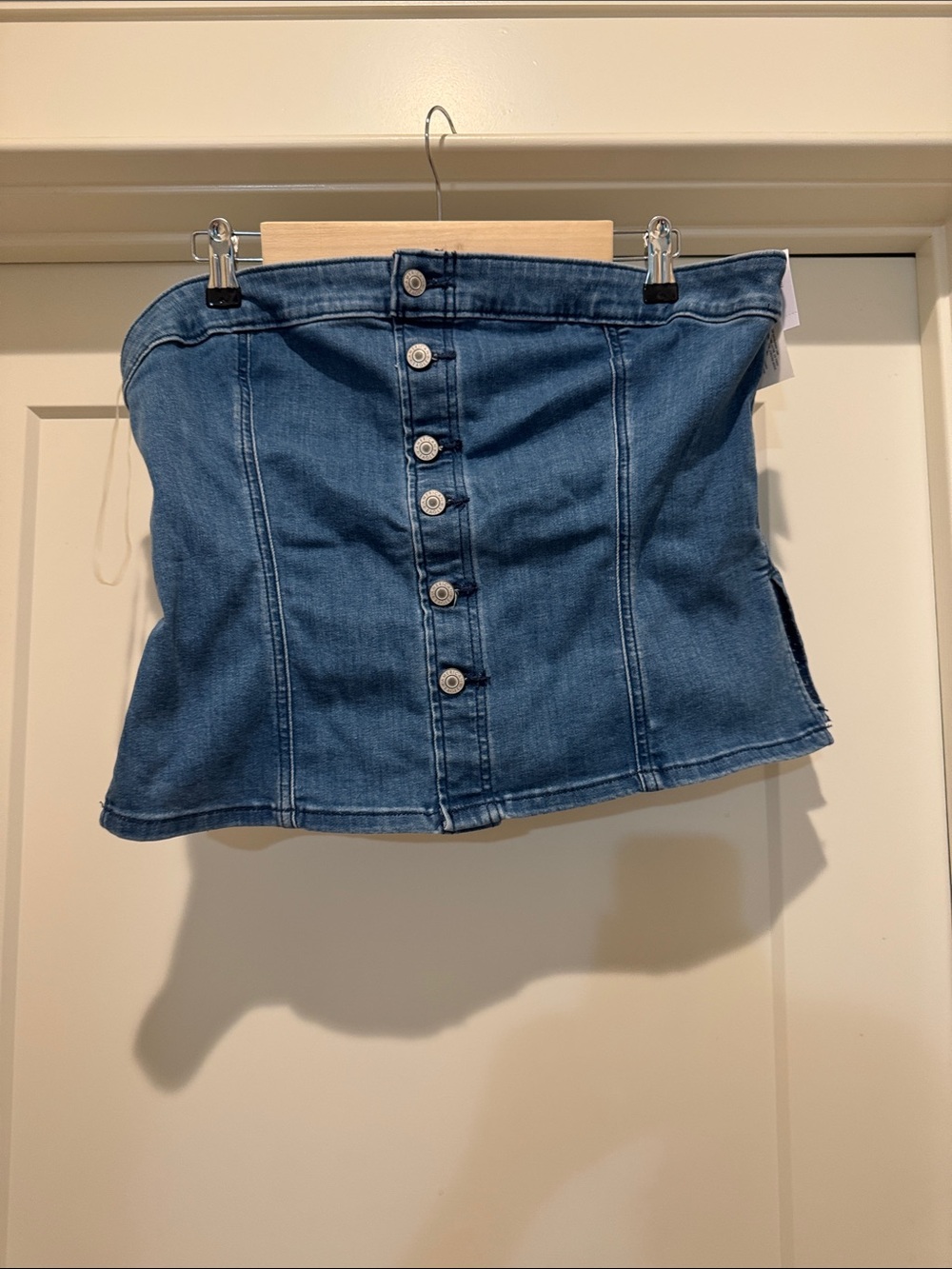 American Eagle Denim Button-Front tube top- Blue